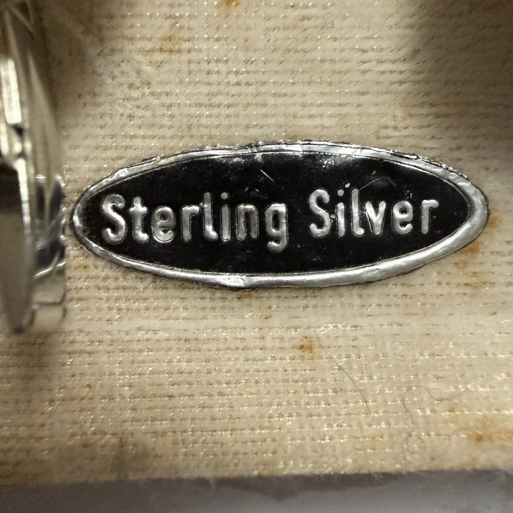 New Vintage Sterling Silver Cufflinks Tie Tack‎ Set MCM 40s 50s Atomic Starburst